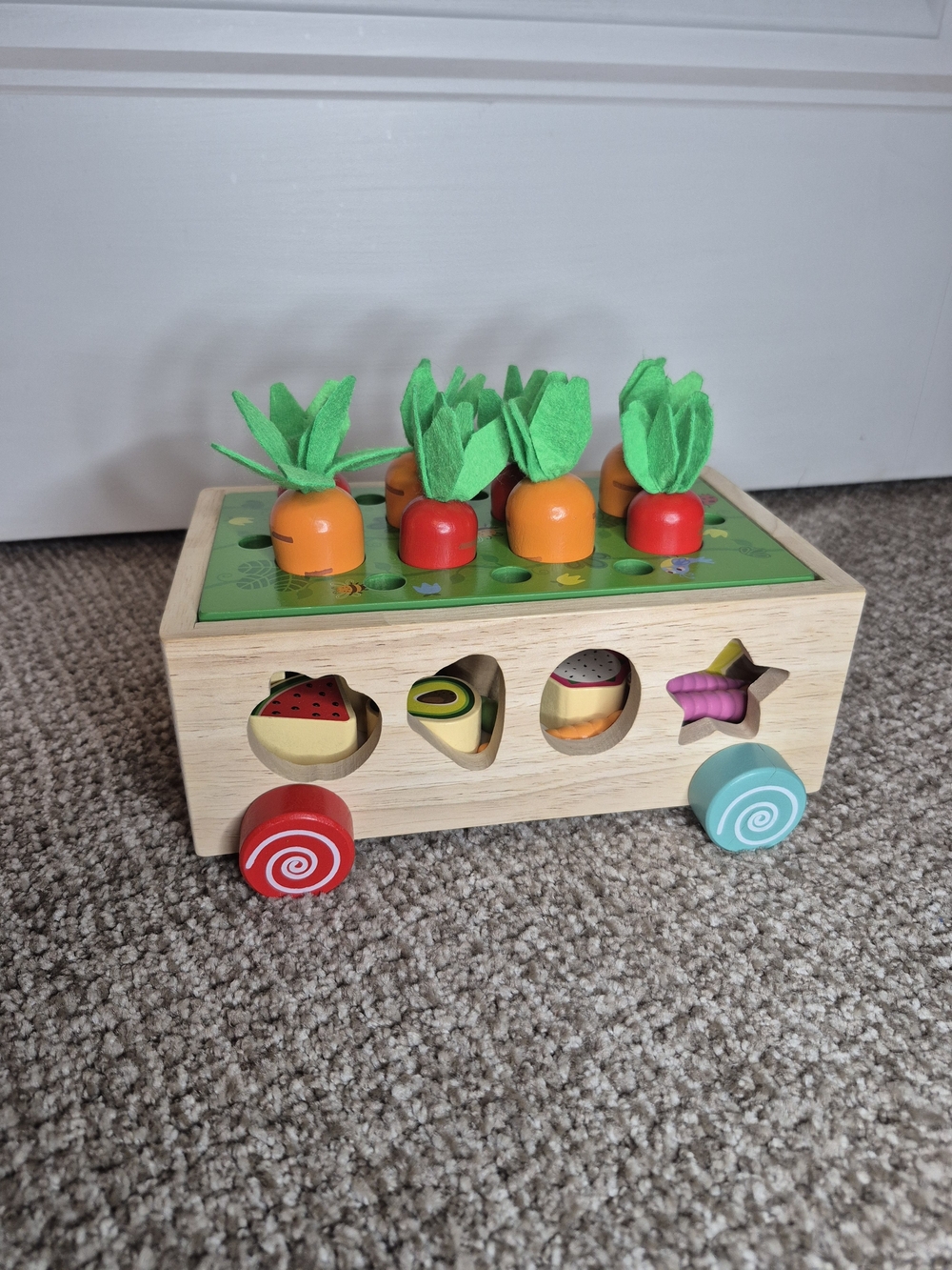 Wooden Fruit And Veggie Shape Sorter Toy